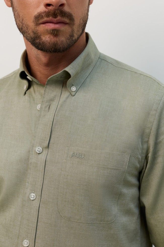 Camisa caqui de manga larga Camisa caqui de manga larga