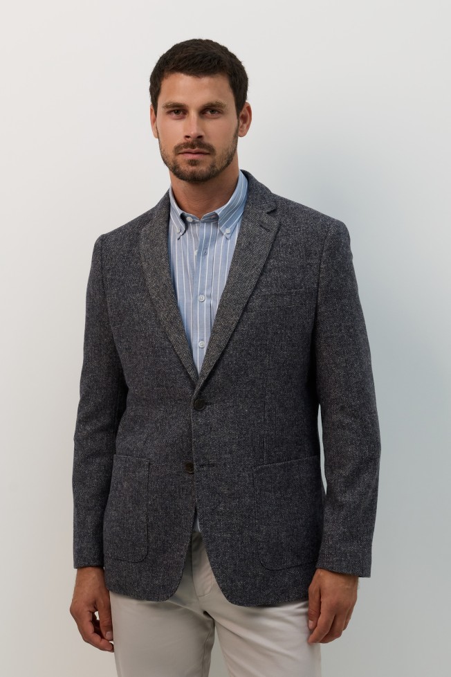 Blazer cl�ssico slim fit em azul-marinho