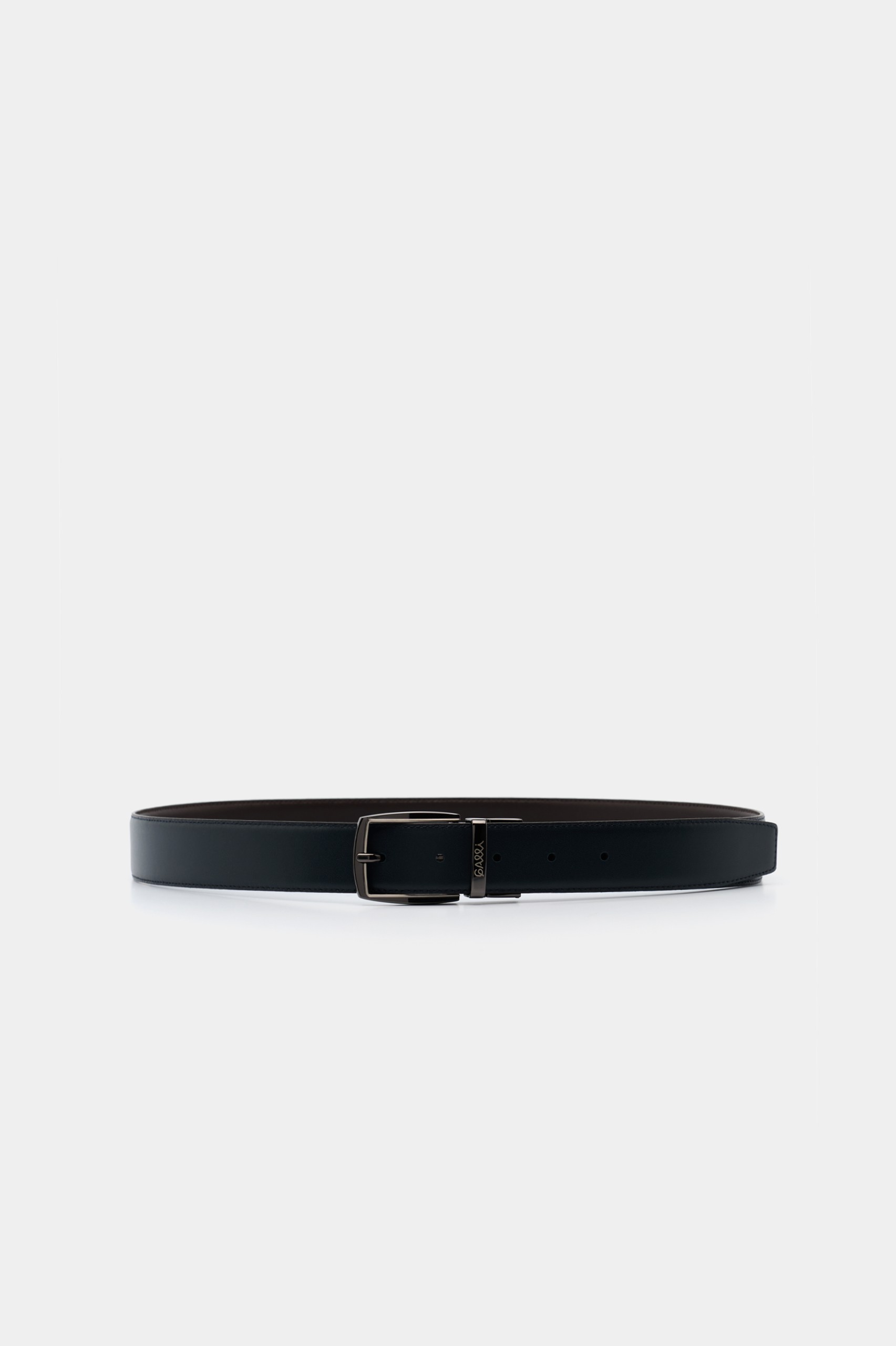 Cinturón clásico reversible de piel azul